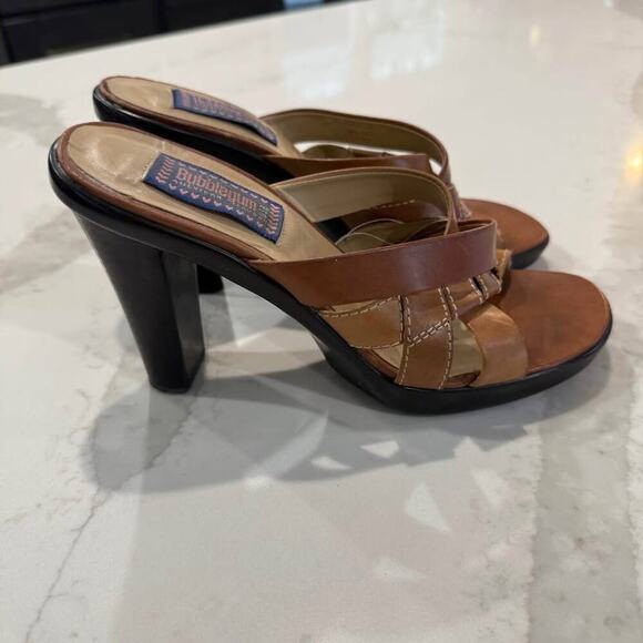 Vintage y2k 90’s Bubblegum Leather Platform Heeled Strappy Sandals Womens 8.5 - Picture 2 of 8